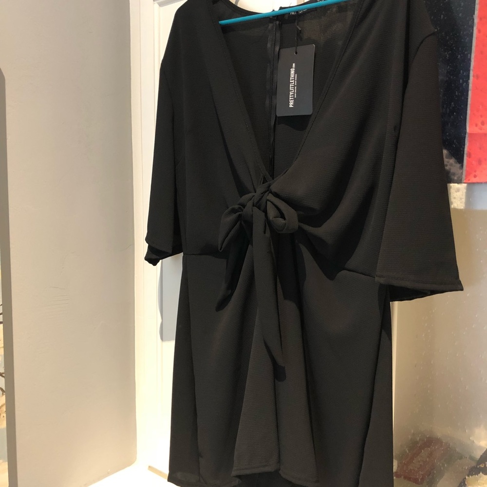 PLUS BLACK TIE WAIST ROMPER